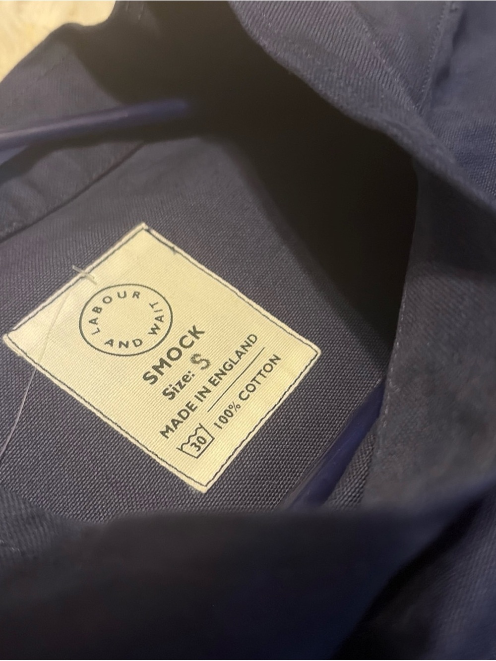 Labour and Wait Navy Cotton Smock - Size S